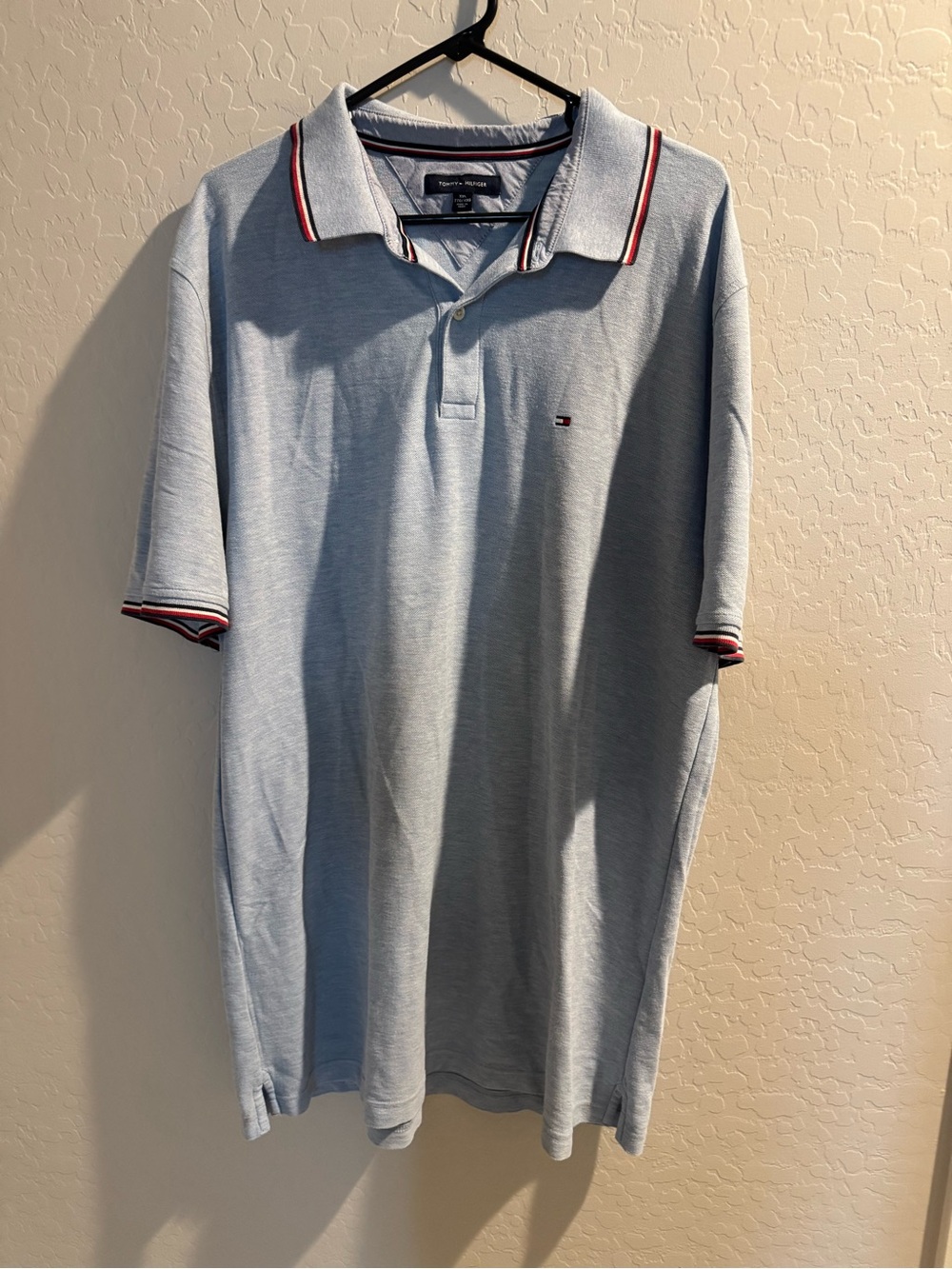 Tommy Hilfiger Light Blue Polo with Red and Navy Trim